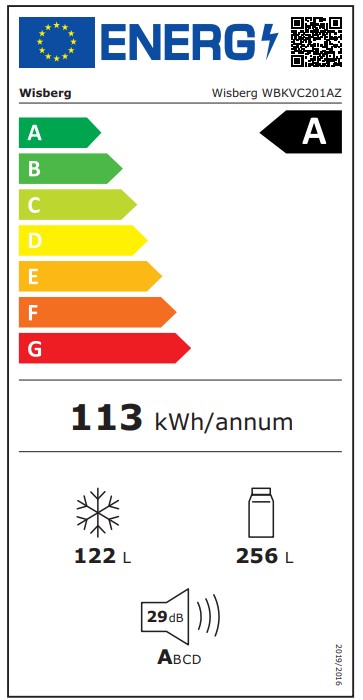 WISBERG WBKVC201AB Fridge Freezer Combination - Symbol