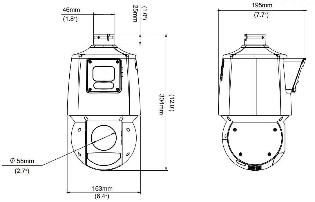 WORLD EYECAM 3408 Dome Network Camera - Dimensions