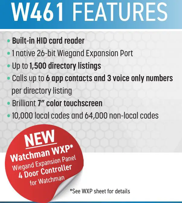 Watchman EVO W461 Multi Tenant Surface Mount - W461 FEATURES