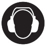 Wear ear-muﬀ s icon caution