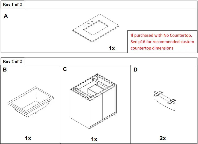 Williams-Sonoma Inc Anton 31 5 Inch Bathroom Vanity - BOX CONTENTS 1