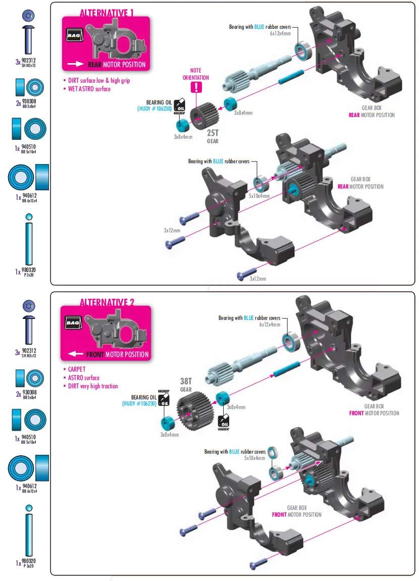 XRAY XB2C 24 RC Car - diff pin14