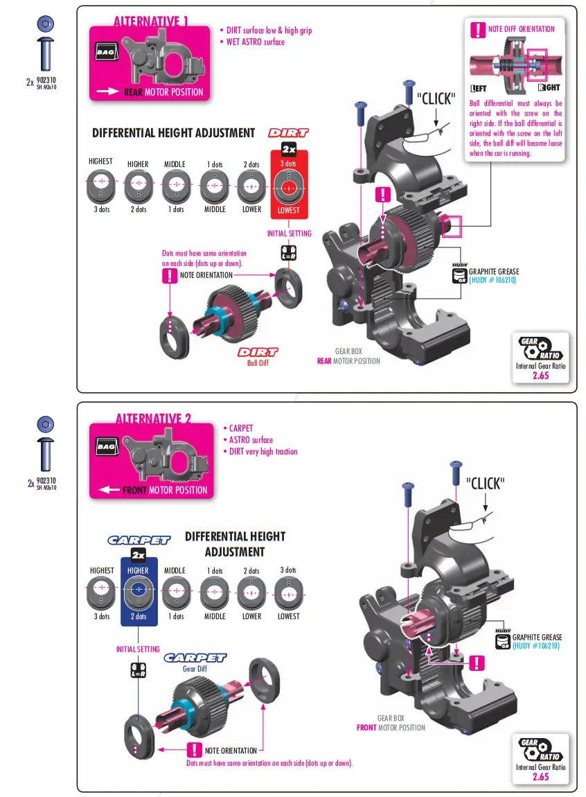 XRAY XB2C 24 RC Car - diff pin15