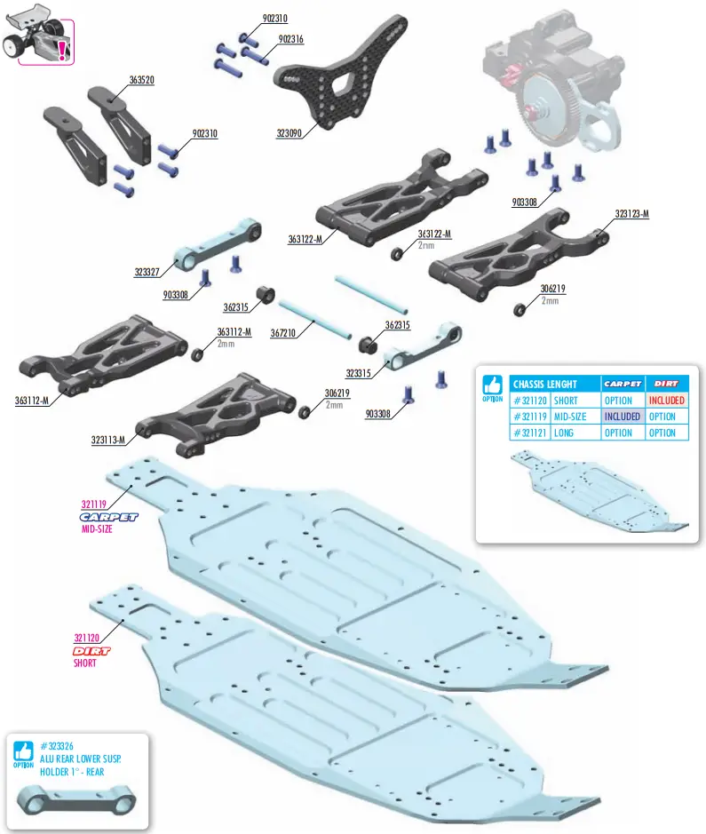 XRAY XB2C 24 RC Car - diff pin17