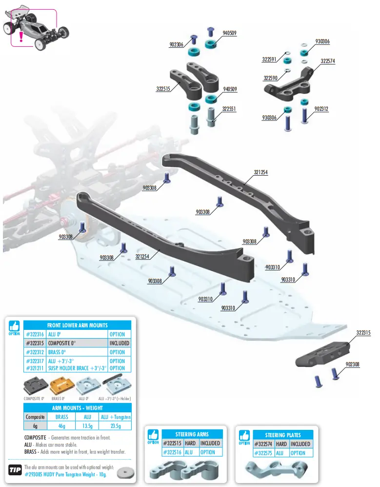 XRAY XB2C 24 RC Car - diff pin27