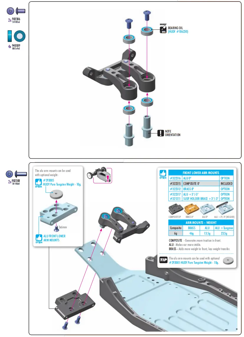 XRAY XB2C 24 RC Car - diff pin30