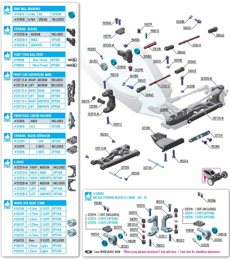 XRAY XB2C 24 RC Car - diff pin31