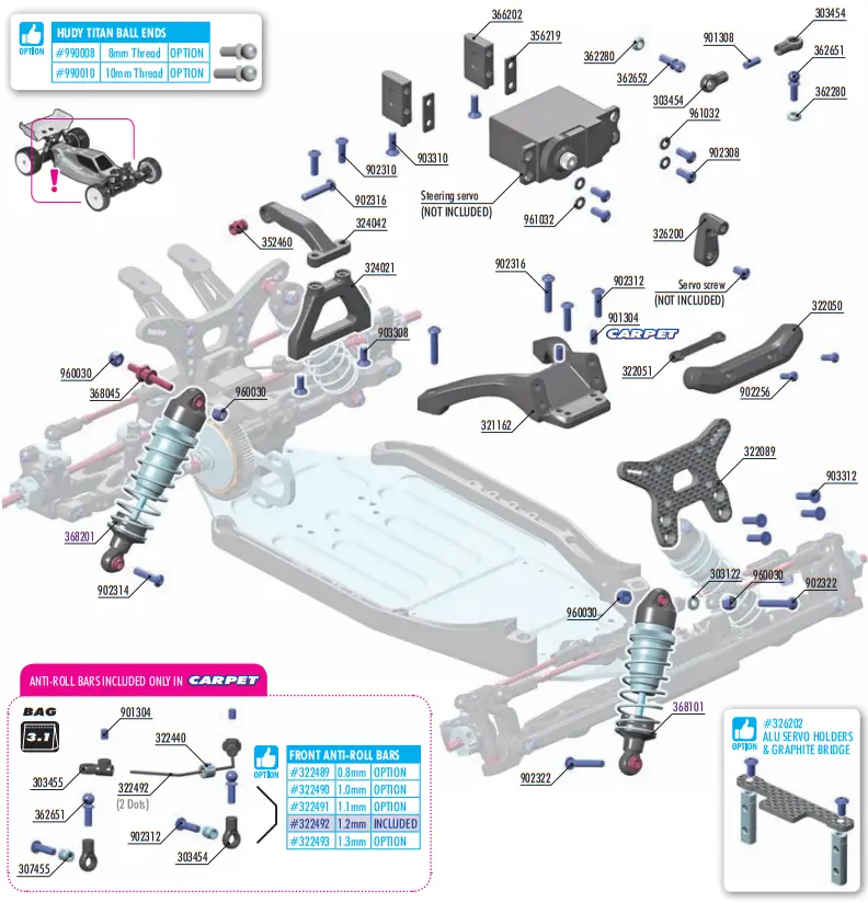 XRAY XB2C 24 RC Car - diff pin40