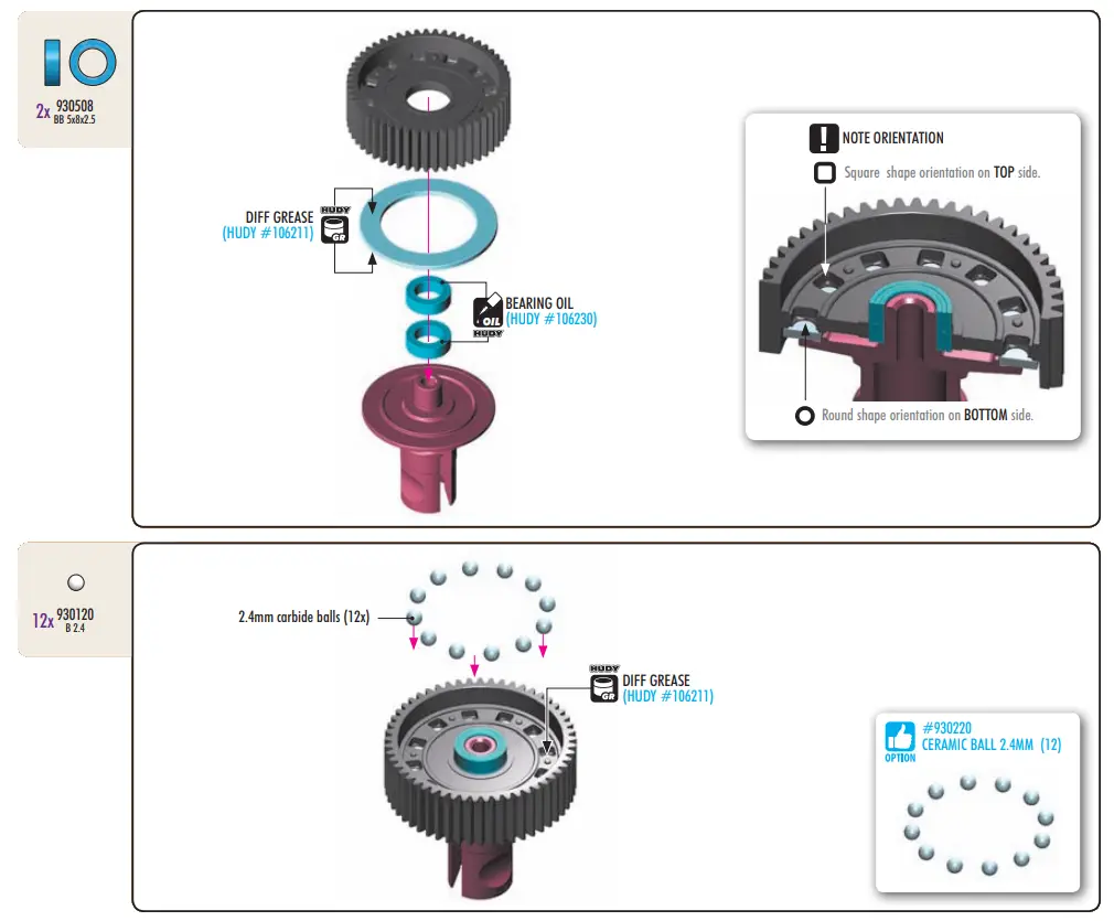 XRAY XB2C 24 RC Car - diff pin9