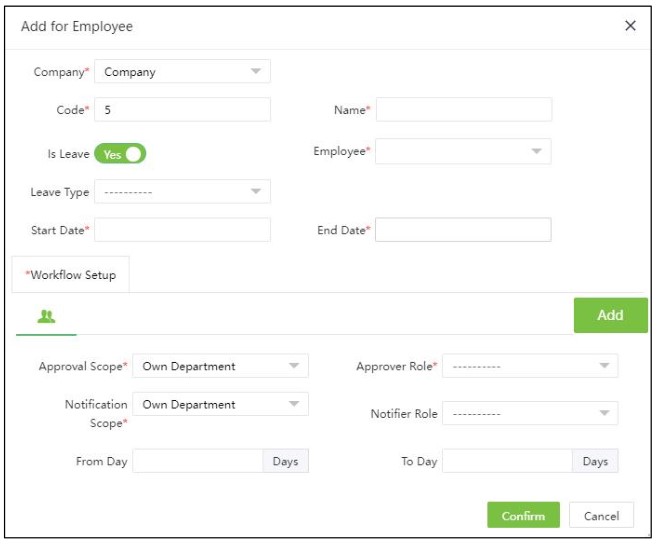 ZKTeco ZKBio Time Powerful Web-Based Time and Attendance Management Software - Leave Workflow