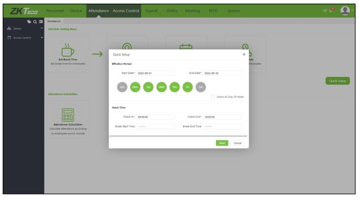 ZKTeco ZKBio Time Powerful Web-Based Time and Attendance Management Software - QuickSetup