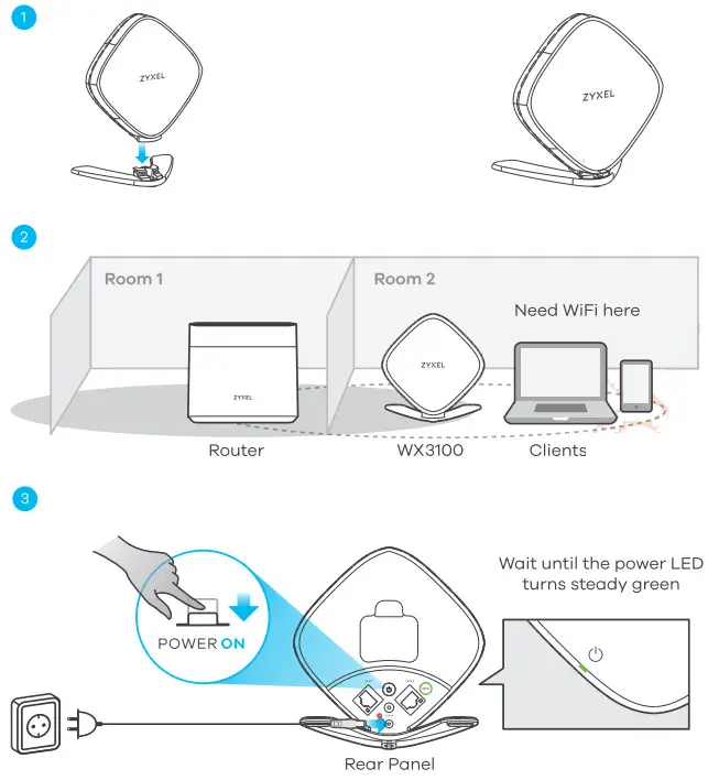 Zyxel WX3100 T0 Dual Band Wireless AX1800 Gigabit Extender - Setting