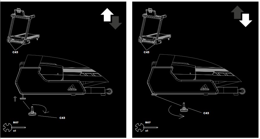 adidas T 19x Treadmill - LEVEL ADJUSTMENT