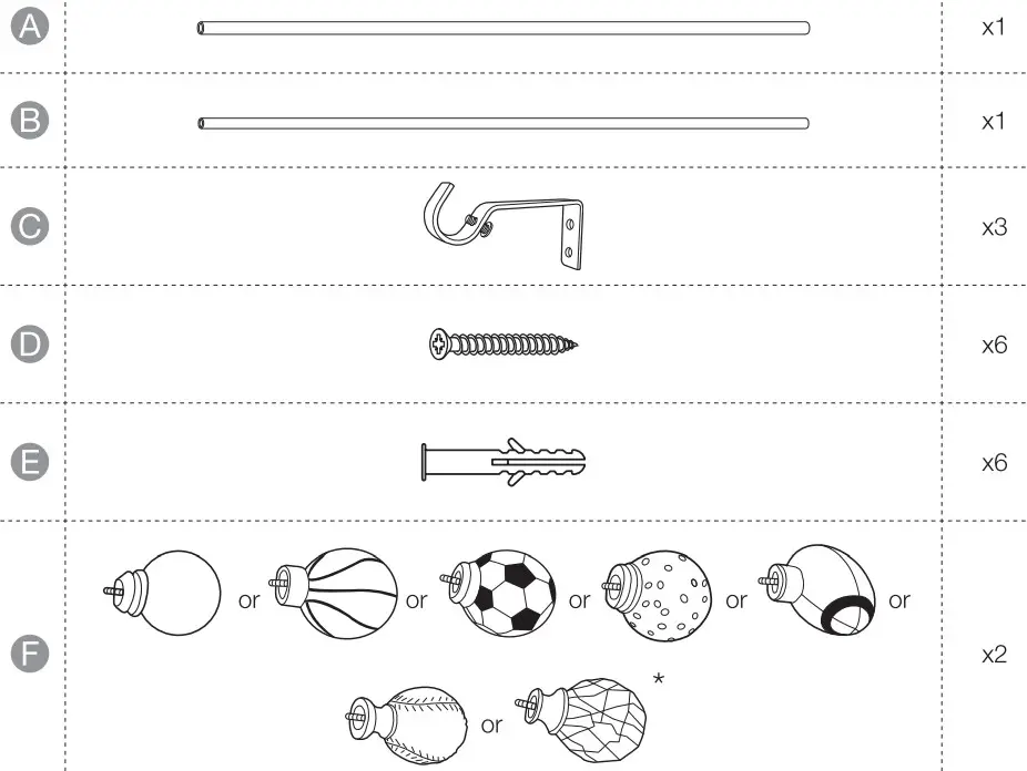 amazon basics B07H911BFN Kid Curtain Rod 48 86 Inch - Contents
