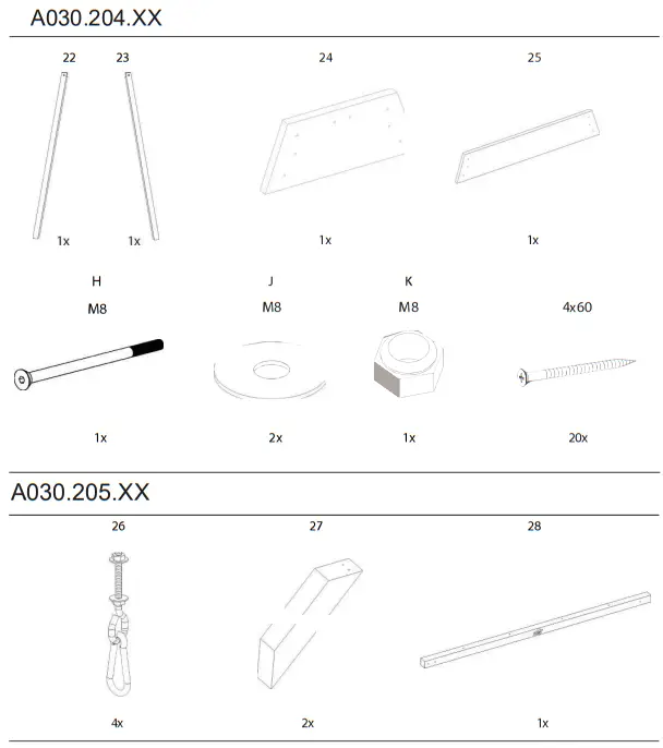 axi A025.120.XX Beach Wooden Tower Swing - COMPONENTS 3