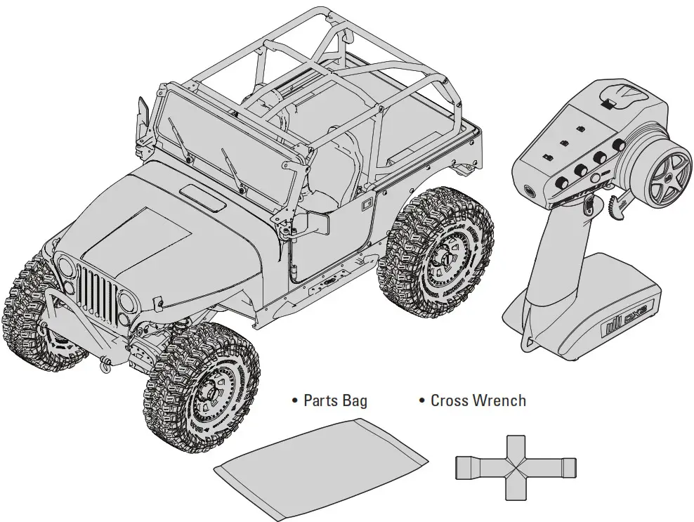 axial AXI03008T1 SCX10 III Jeep CJ-7 - BOX CONTENTS