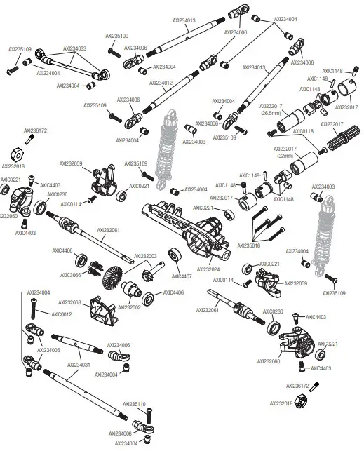 axial AXI03008T1 SCX10 III Jeep CJ-7 - FRONT AXLE