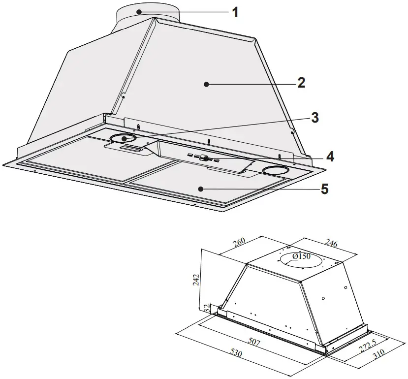 beko HNU51630SH Cooker Hood - parts