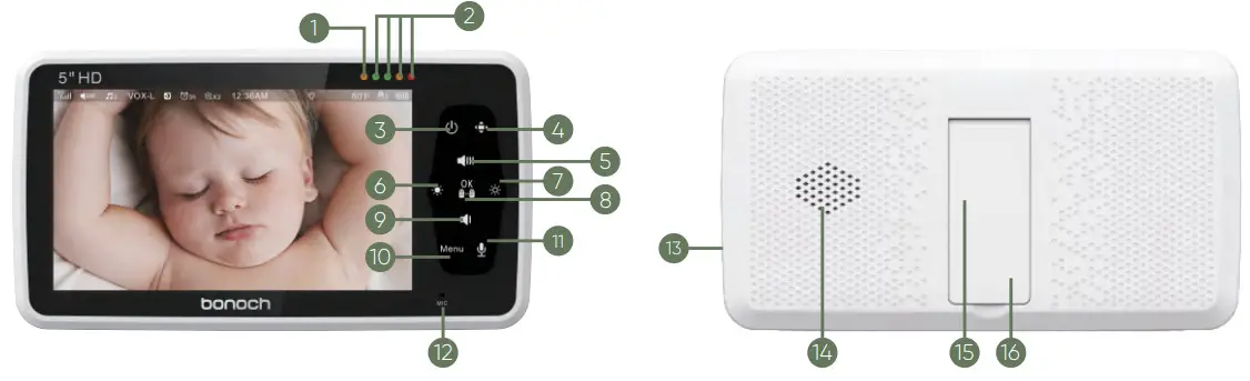 bonoch BBM01 Baby Monitor with Camera - Parent