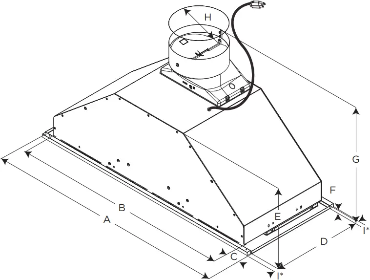 elica EUM628SS - Product dimensions