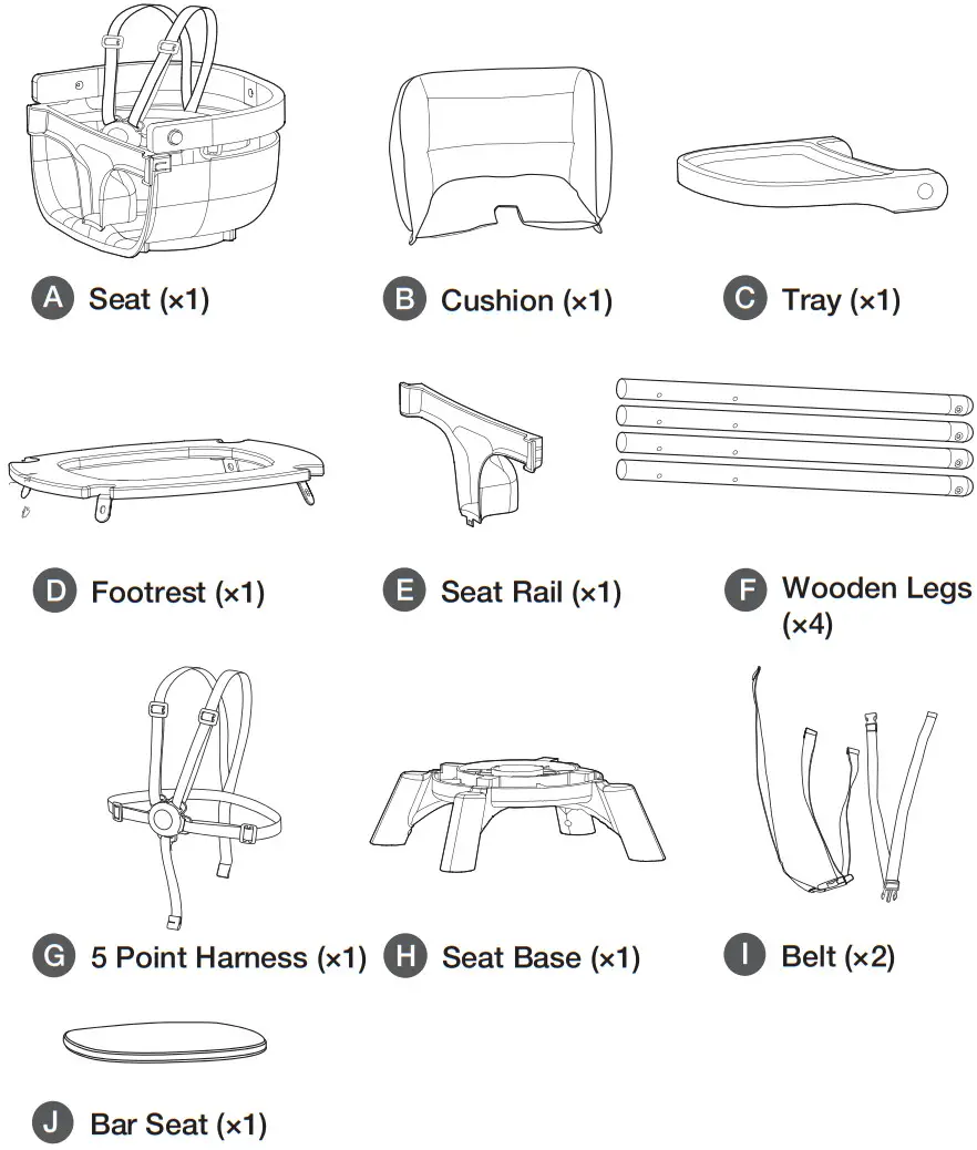evolur 255 AI 4 in 1 Convertible High Chair - PARTS
