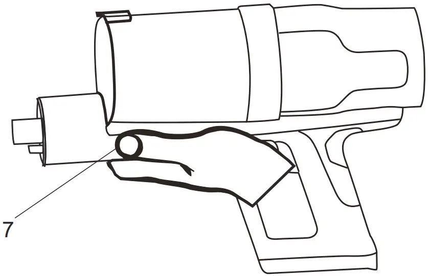 greenworks VUG403 24V Brushless Cordless Stick Vacuum - release button