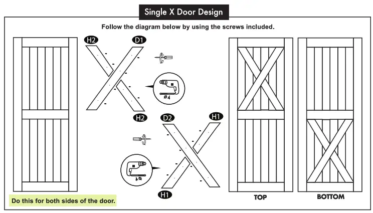 hOMACER Frame Color Pine Wood Barn Door - Figure1