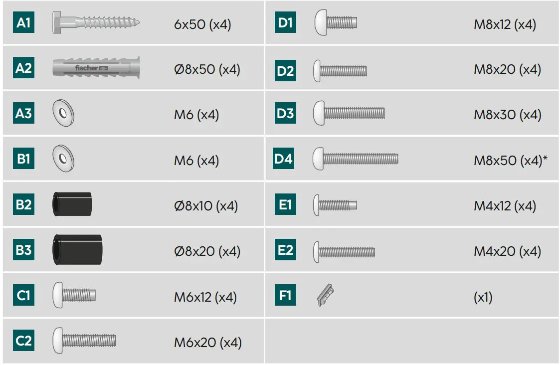 hama 00220809 TV Wall Bracket - parts