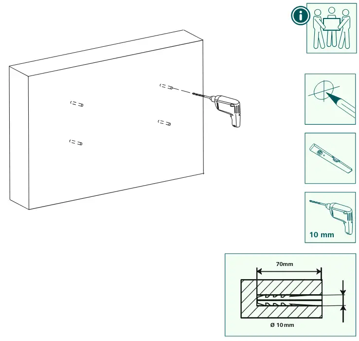 hama 00220811 Fix TV Wall Bracket- Mounting on the wall