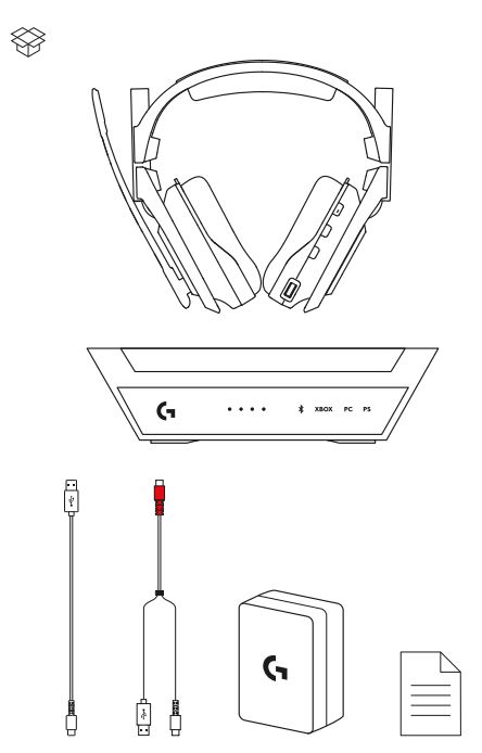 logitech A50 X Wireless Headset User Guide - What's in the box