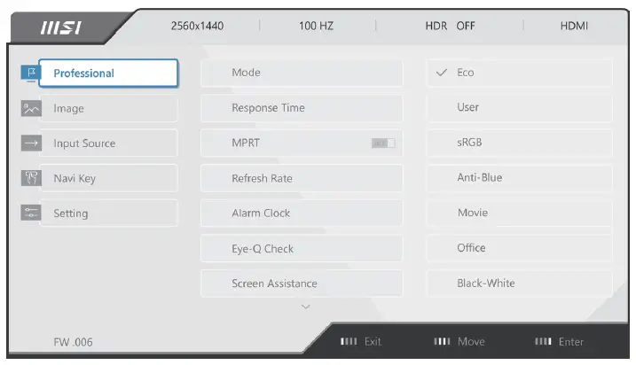 Menu  OSD