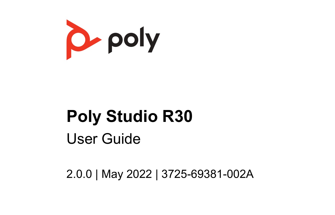 poly R30 Studio USB Video Bar User Guide