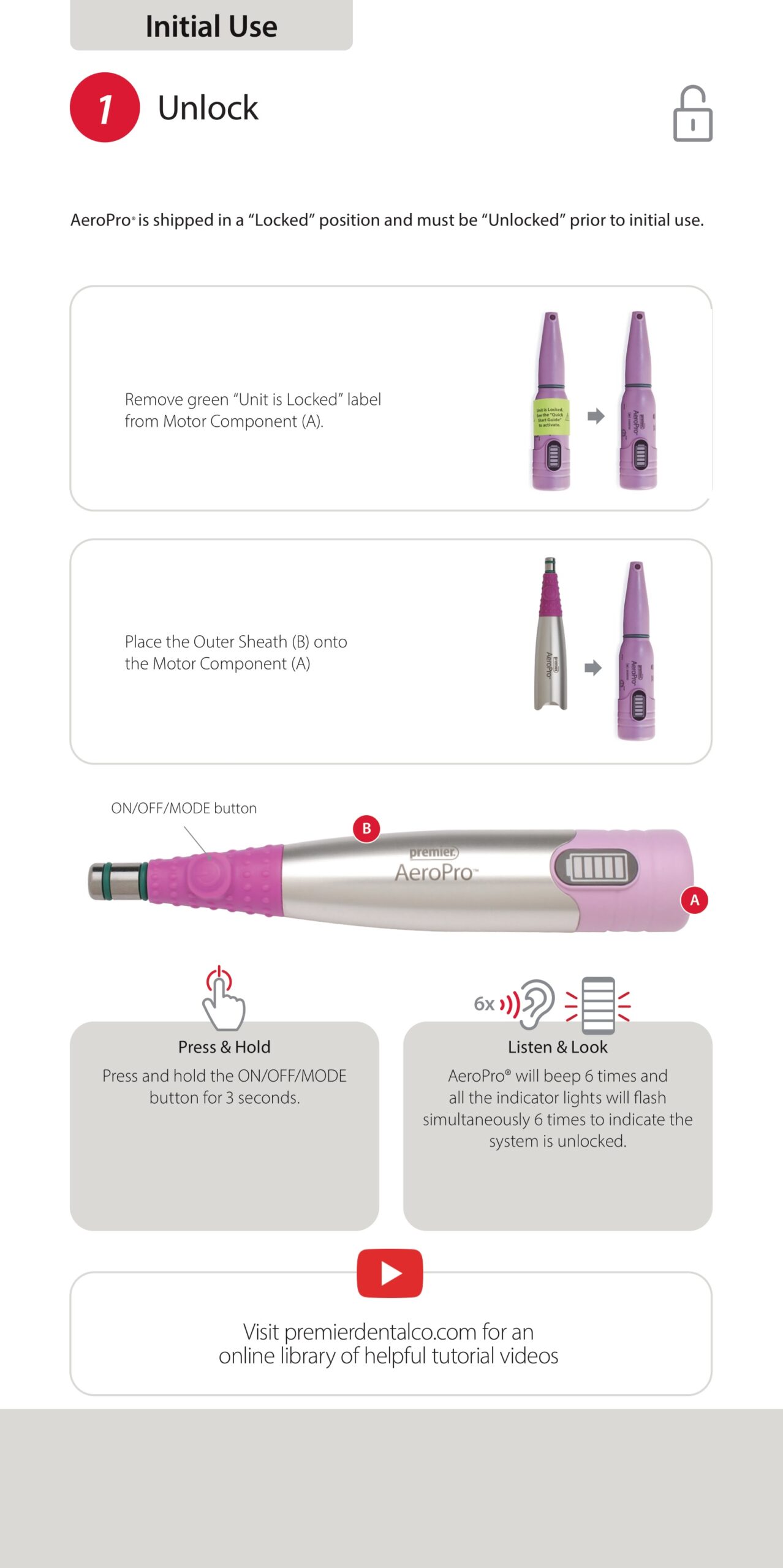 premier AeroPro Cordless Prophy Handpiece - Unlock