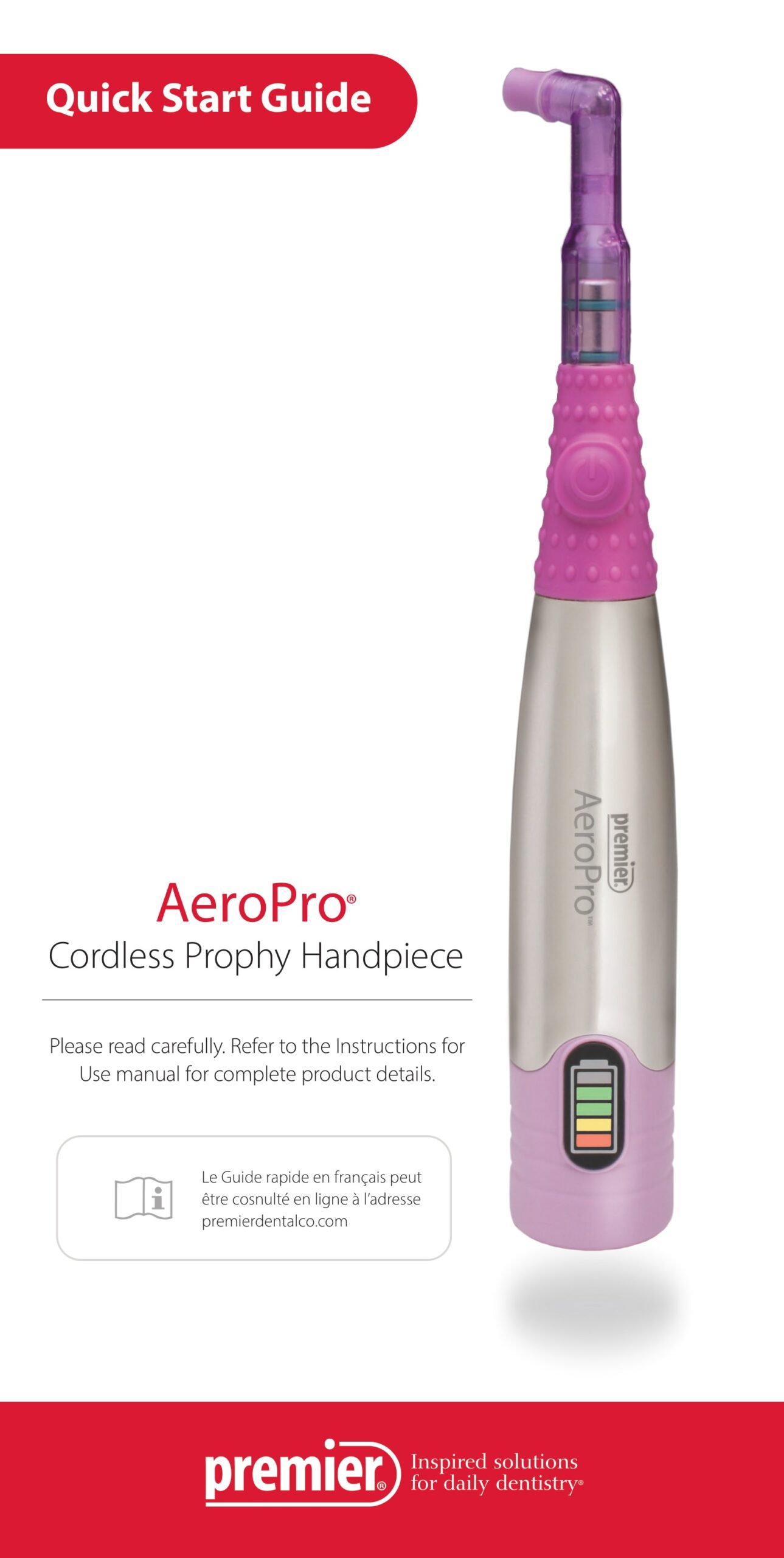 premier AeroPro Cordless Prophy Handpiece User Guide