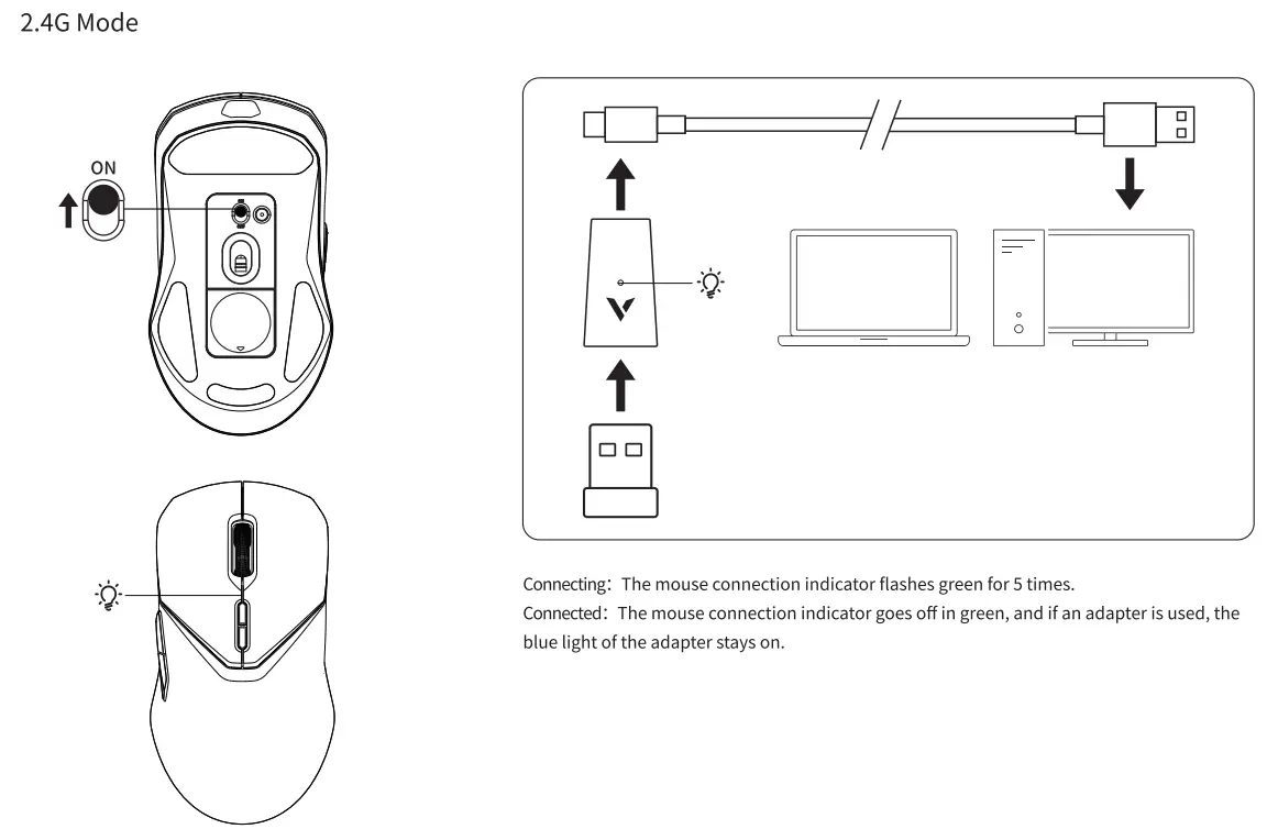 rapoo VT9 Series Ultra Lightweight Dual Modes Wired Wireless Gaming Mouse - charging2