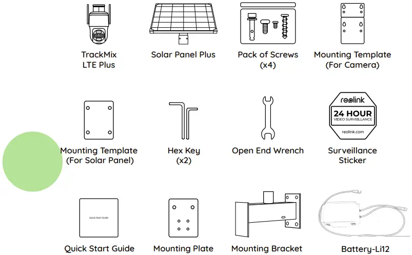 reolink TrackMix LTE Plus, Solar Panel Plus - What's in the Box
