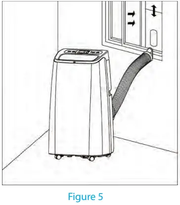 2. Elongate the hose and snap the at end of the hose joints into the elliptical hole of the window sealing plate assembly (as shown in Figure 5 and Figure 6) .