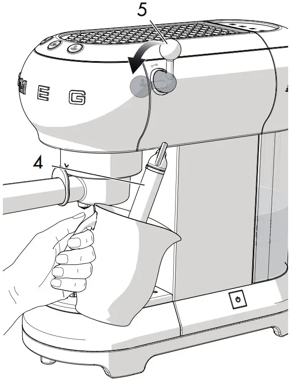 smeg ECF01RDUK 50's Retro Style Espresso Coffee Machine - steam knob