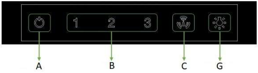 smeg KLT9L4X 90cm Ceiling Hood - control panel