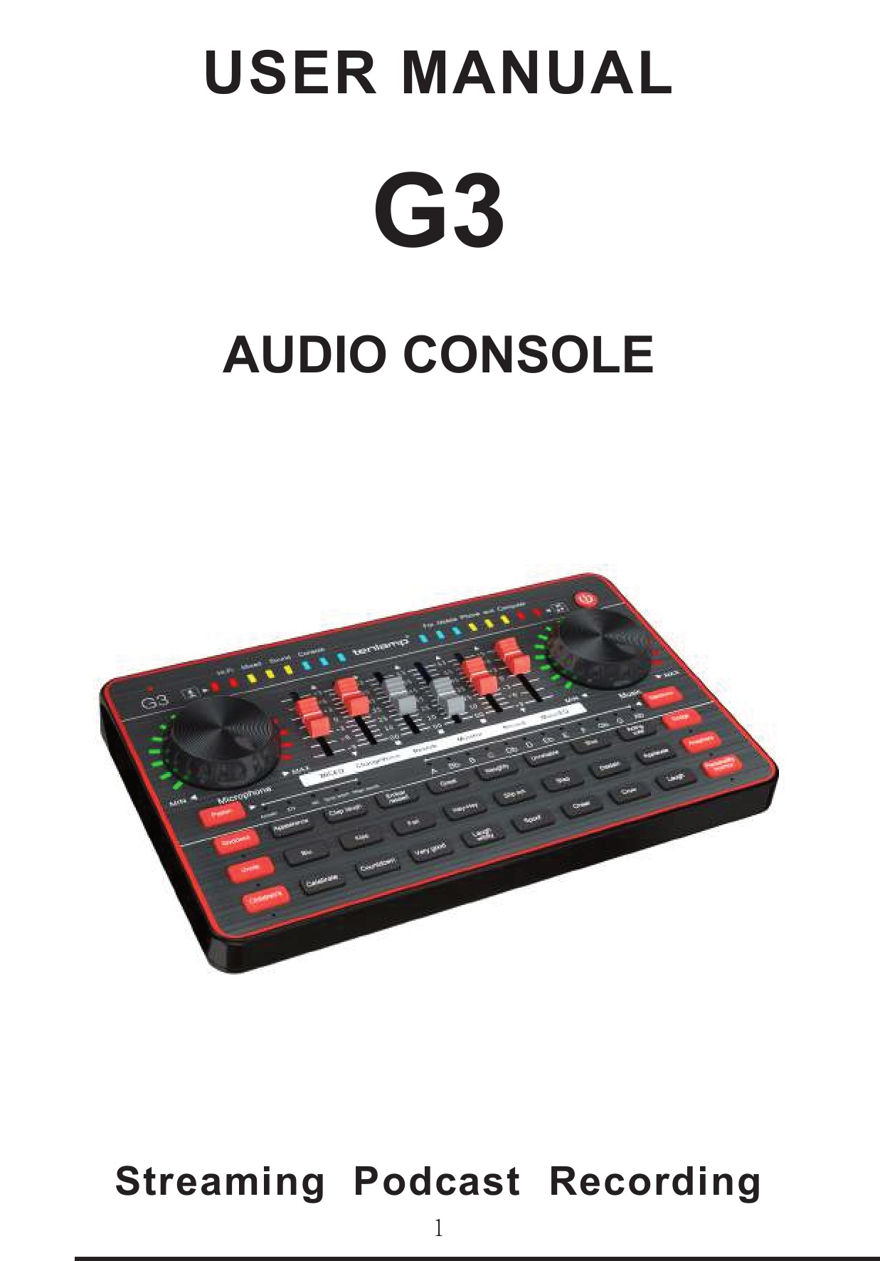 tenlamp G3 Audio Console User Manual