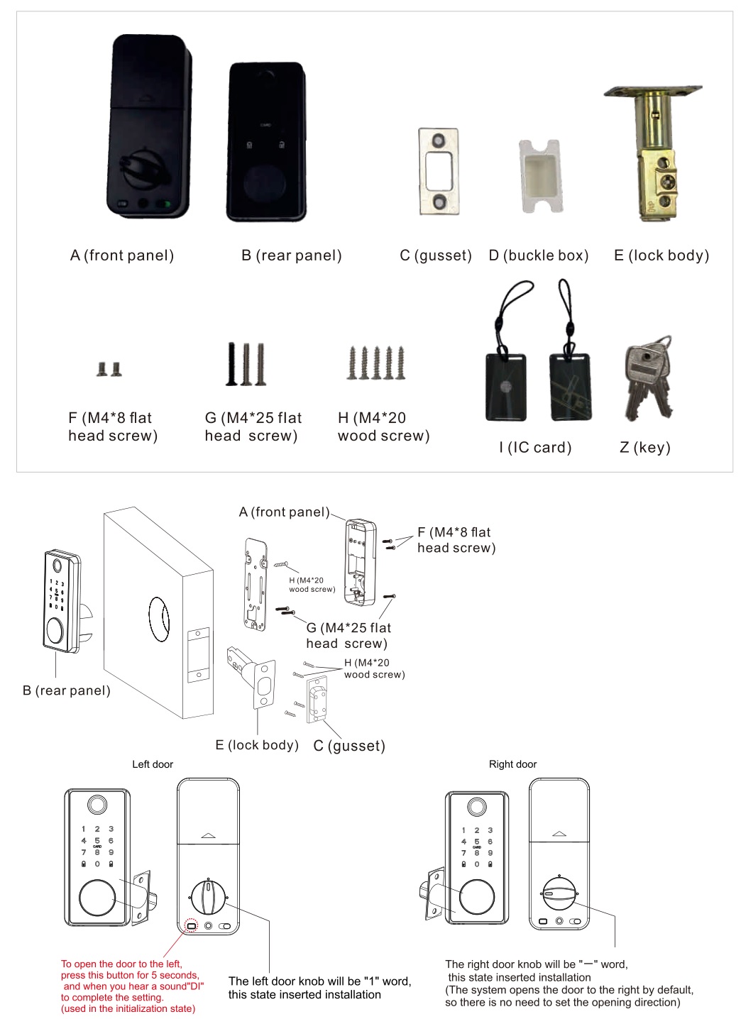 tuya Keyless Entry Door Lock - Parts list