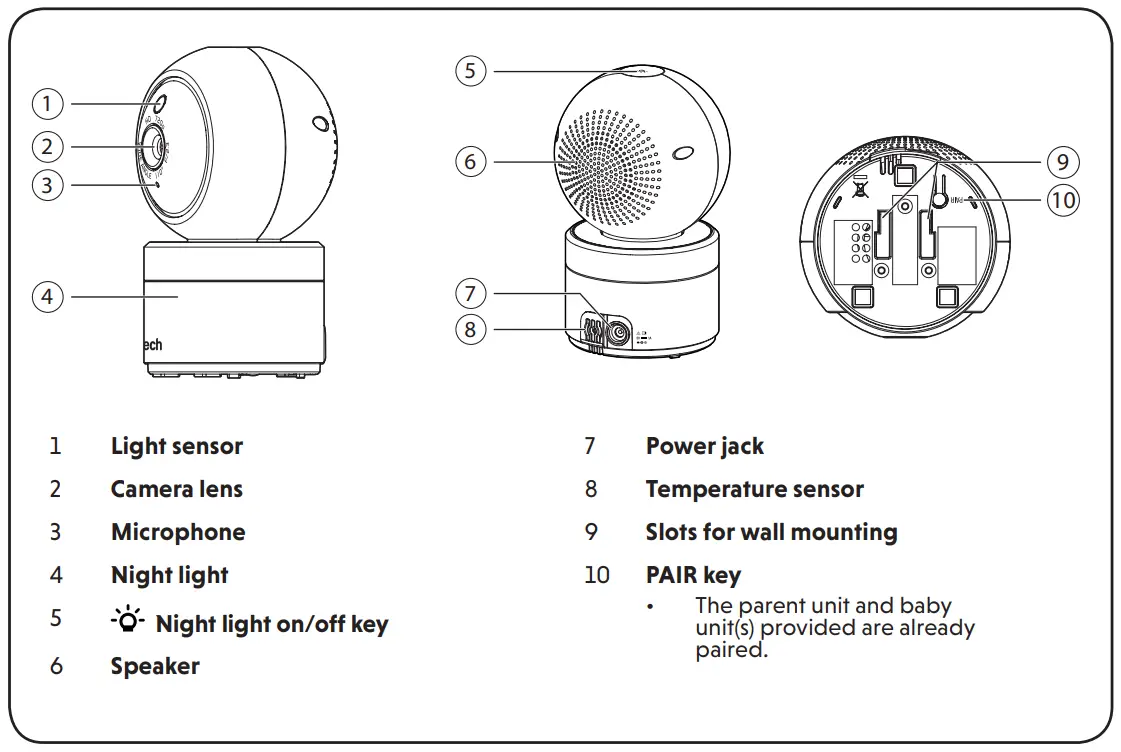 vtech VM5263 5 Inch High Definition Pan and Tilt Video Baby Monitor - Baby unit 1