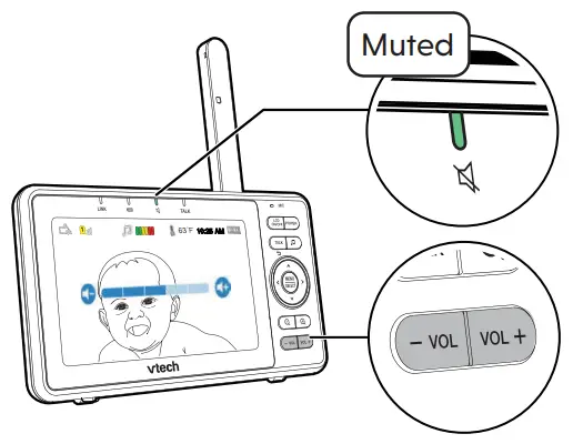 vtech VM5263 5 Inch High Definition Pan and Tilt Video Baby Monitor - speaker volume